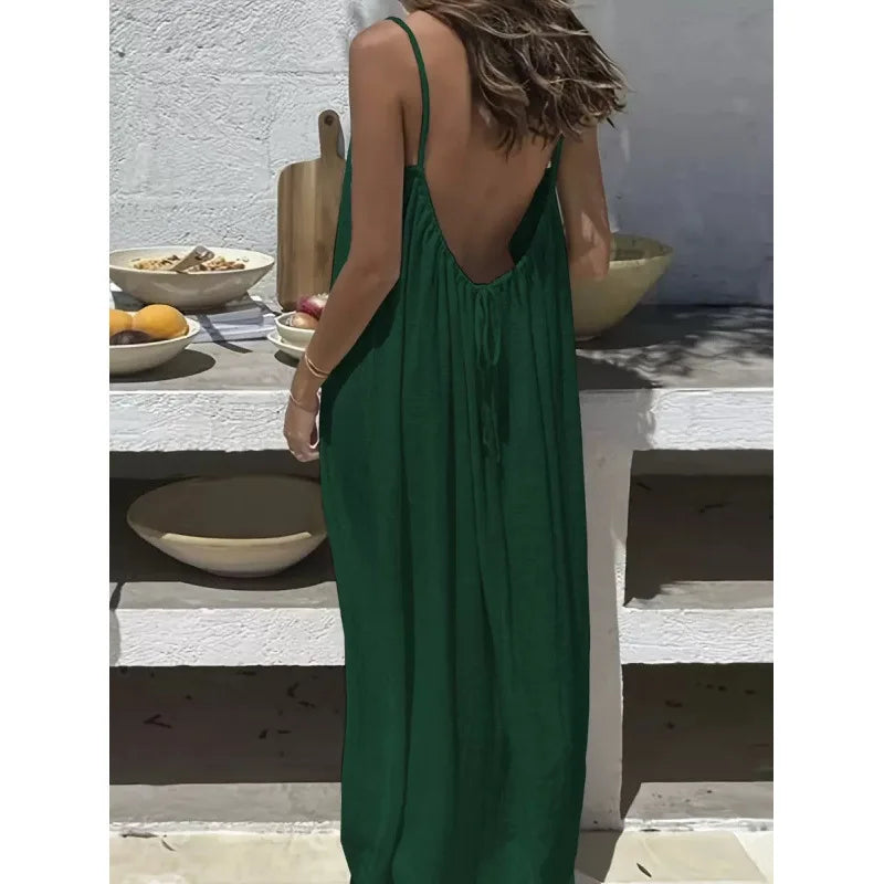 Nouvelle arrivée : Robe longue décontractée sans bretelles ni dos pour femme, confortable pour la maison et la nuit