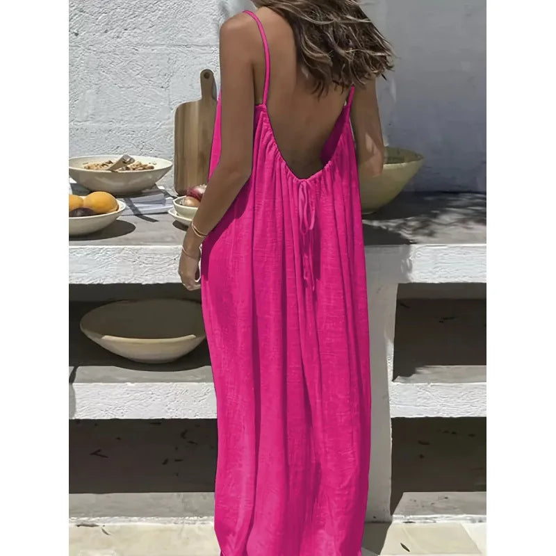 Nouvelle arrivée : Robe longue décontractée sans bretelles ni dos pour femme, confortable pour la maison et la nuit