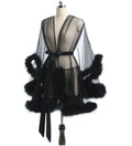 Robe de plumes Sexy, grande taille, maille séduisante, Perspective, peignoir en fourrure sexuelle, taille passionnée, Robe de serrage, Robe de mariée