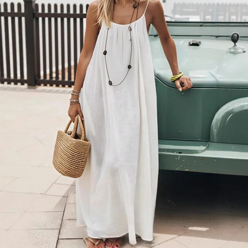 Nouvelle arrivée : Robe longue décontractée sans bretelles ni dos pour femme, confortable pour la maison et la nuit