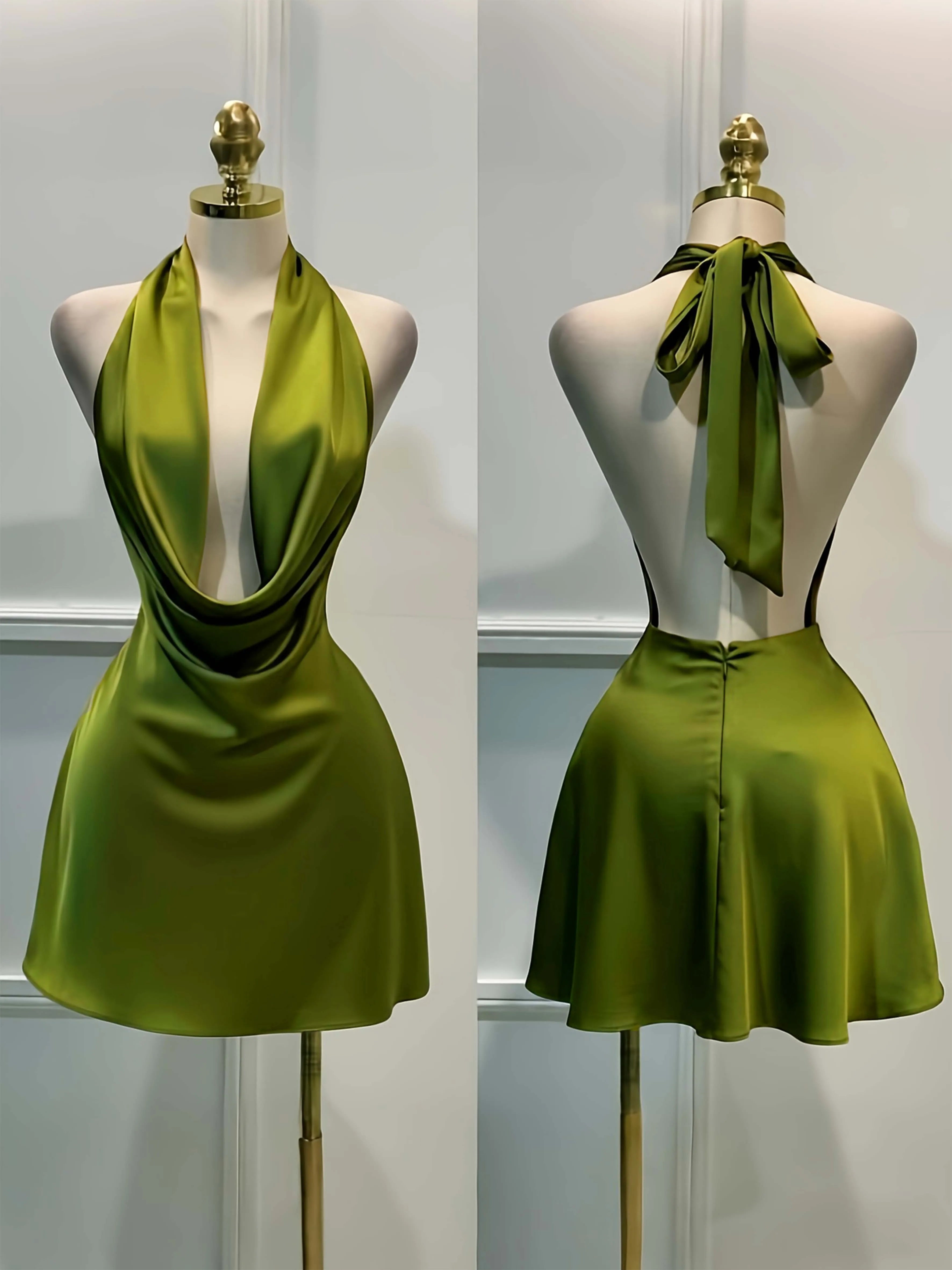 Robe élégante en satin uni pour femmes, robe midi ajustée avec fermeture éclair au dos, robe décontractée pour les vacances, les fêtes, les banquets, les cocktails