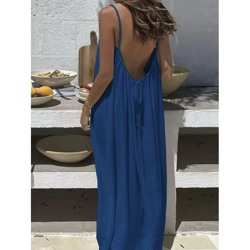 Nouvelle arrivée : Robe longue décontractée sans bretelles ni dos pour femme, confortable pour la maison et la nuit