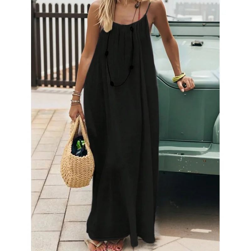 Nouvelle arrivée : Robe longue décontractée sans bretelles ni dos pour femme, confortable pour la maison et la nuit