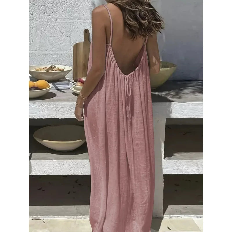Nouvelle arrivée : Robe longue décontractée sans bretelles ni dos pour femme, confortable pour la maison et la nuit
