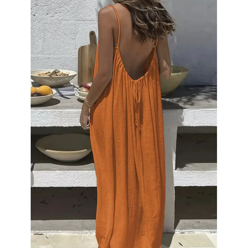 Nouvelle arrivée : Robe longue décontractée sans bretelles ni dos pour femme, confortable pour la maison et la nuit