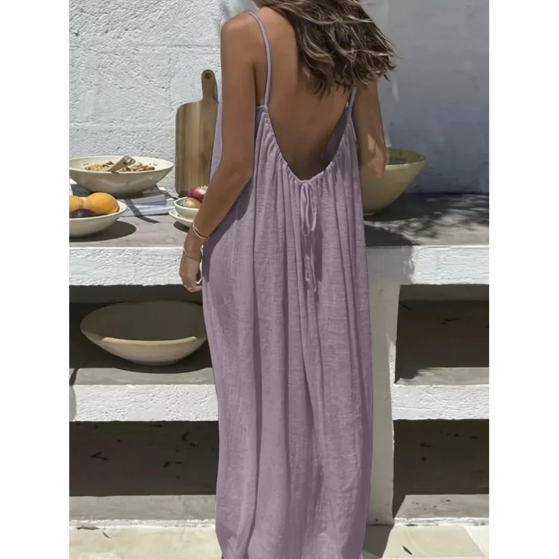Nouvelle arrivée : Robe longue décontractée sans bretelles ni dos pour femme, confortable pour la maison et la nuit